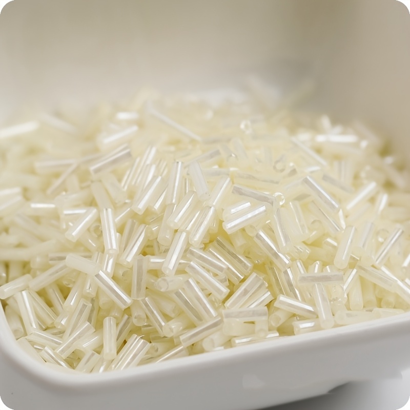 360pcs Cream Colored Glass Tube Beads for DIY Jewelry Making